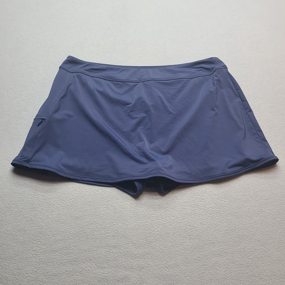 Jantzen Swim Skirt Women 14 Blue Excellent Side Zip Pocket Built-in Shorts